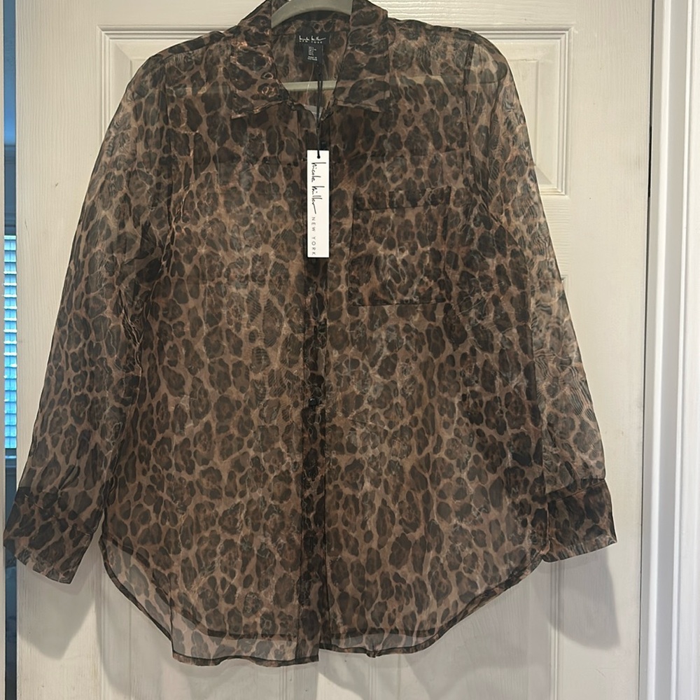 Beautiful sheer leopard print blouse